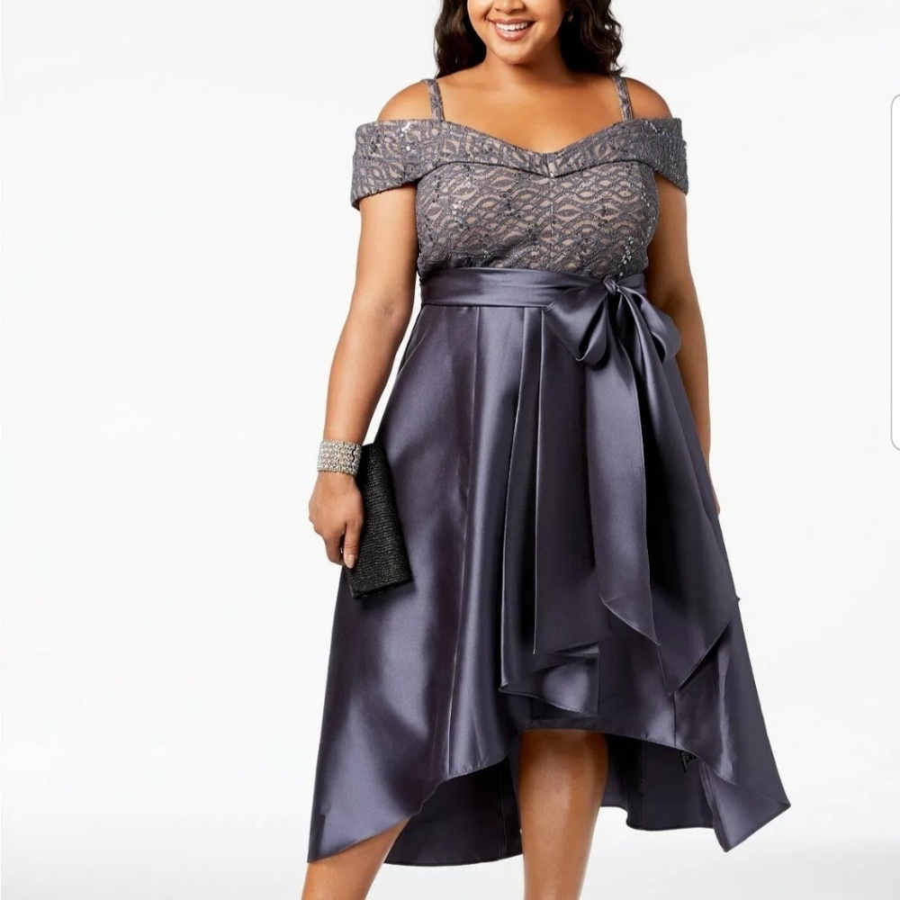 R & M RICHARDS WOMENS PLUS GREY SWEETHEART COLD S